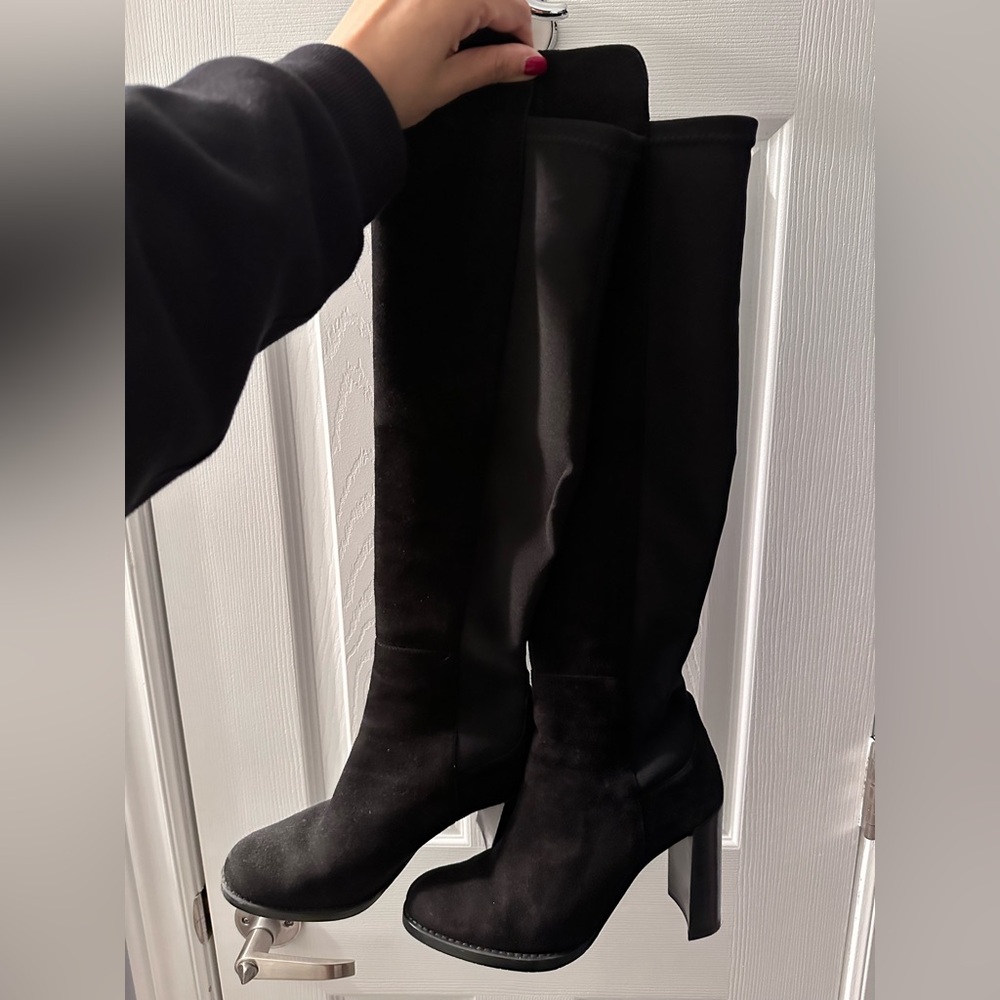 Stuart Weitzman suede knee high boots, black, size 5.5